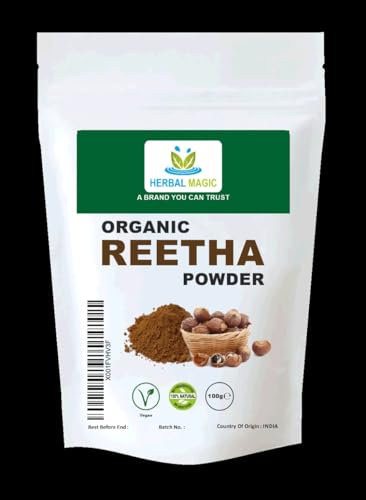 100 g USDA-zertifiziertes Bio-Reetha-Pulver für Haarspülung | Wachstum/Panzer Haarausfall | Anti-Schuppen