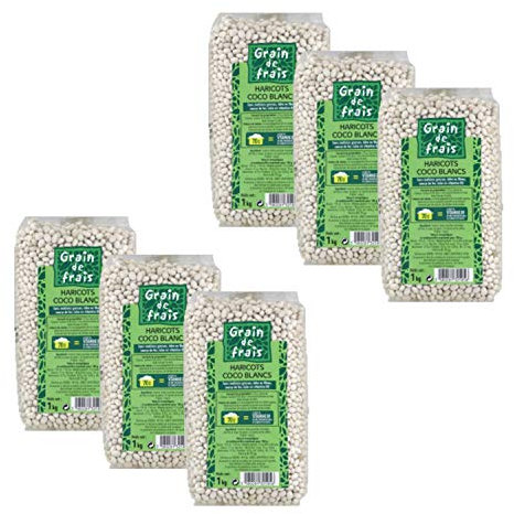 Lot 6x Haricots coco blancs - Grain de Frais - paquet 1kg