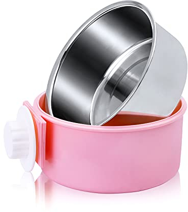 Joyoldelf Dog Bowls, 2-in-1 Pet Hanging Bowl for Crates & Cages, Removable Stainless Steel Dog Water Bowls with Plastic, Puppy Feeder Food Water Bowl for Small Dogs, Cat, Rabbit, Bird, Hamster