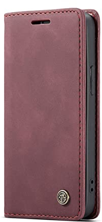 Chocoyi Kompatibel mit iPhone 13 Mini Hülle Leder,Magnetverschluss Premium PU Leder Flip Case,Standfunktion.-rot