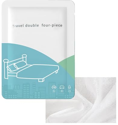 DINOWIN Einweg Bettlaken aus Vliesstoff Set für Doppelbett Einweg Bettwäsche Sets mit Bettbezug Kissenbezug für Reise Spa Medical Krankenhausbett (1)