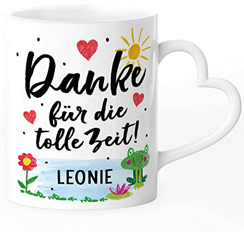 SpecialMe® Tasse mit Herzhenkel Erzieherin Kindergarten Danke für die tolle Zeit personalisierte Geschenke Namen Kinder weiß - Herz Standard