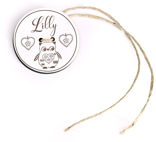 Schultüten Anhänger mit Name und Eule Motiv - Kinder Geschenk Einschulung Schulanfang Zuckertüte Deko Ø 5 cm