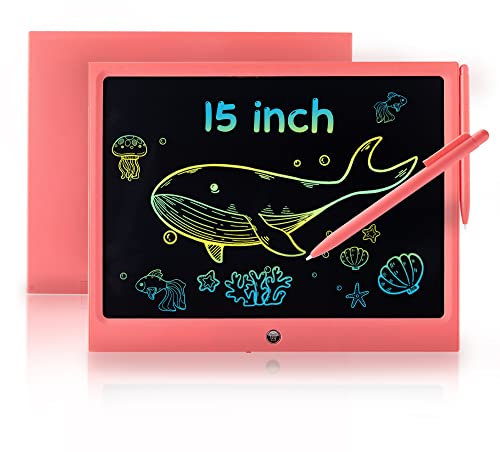 LCD Writing Tablet Kids Toys 15 inch Electronic Writing Digital eWriter Handwriting Doodle Board Gift for Kids & Adults Home School Office Drawing Pad Gifts (Pink)