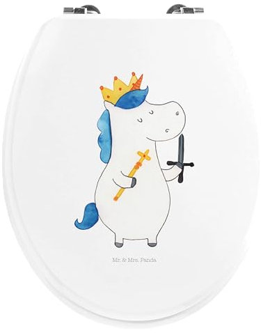 Mr. & Mrs. Panda Motiv WC Sitz Einhorn König mit Schwert - Geschenk, Unicorn, Klodeckel, Einhörner, Klobrille, WC-Sitz, Toilette, Toilettendeckel,