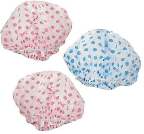 VFM - Spotty Printed Shower Caps Pink & Blue Waterproof - Glamour Studio (3 Pack)