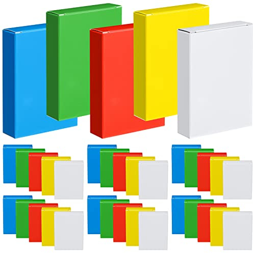 Jexine 50 Pieces Playing Card Box Empty Playing Case Card Holder Organize Storage Board Game Box Fits Baseball Trading(Red, Yellow, Green, Blue, White)