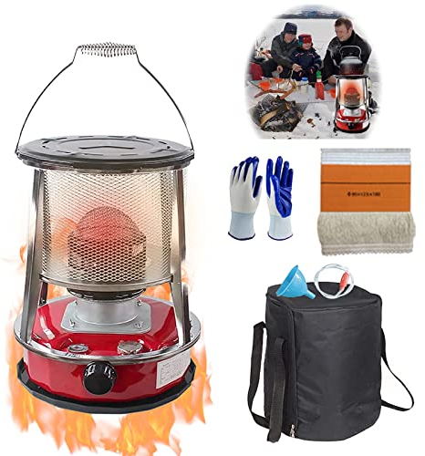 Suwooy Petroleumofen Heizung Für Zu Hause,Tragbare Petroleumheizung,Innen Petroleumkocher Brenner,Ohne Strom,Outdoor Camping Terrasse Zelt Deck Effiziente Petroleum Ofen,4.6l,Red-32×32×46cm