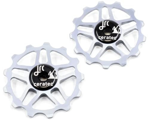 JRC Components 1 Paar 13T Stützräder für Shimano MTB 12SPEED,Keramik Schaltwerk Riemenscheibe Rad,Hybrid Keramik Kugellager,MTB Fahrrad Schaltwerk Rollen,Hybrid Keramik Riemenscheibe Räder,Silber