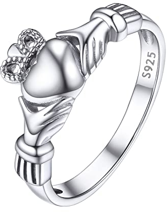 PROSILVER Damen Irische Claddagh Ring 925 Silber Größe 52 Freundschaftsring Minimalist Trauring Verlobungsring Ehering Hochzeit Schmuck