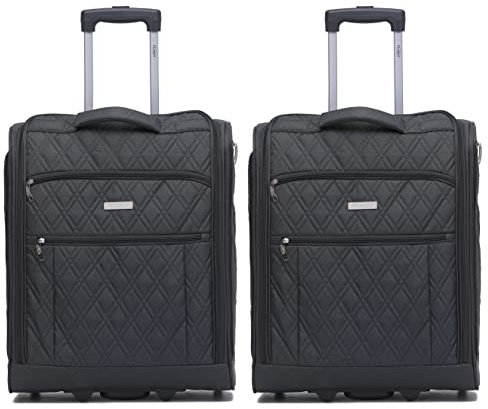Flight Knight 2er-Set 56x45x25cm easyJet & British Airways Large Carry On Approved & Tested Maximum Size Handgepack Koffer - 2 Rader - Ultra Lightweight Durable Soft Case Textile Cabin Suitcase