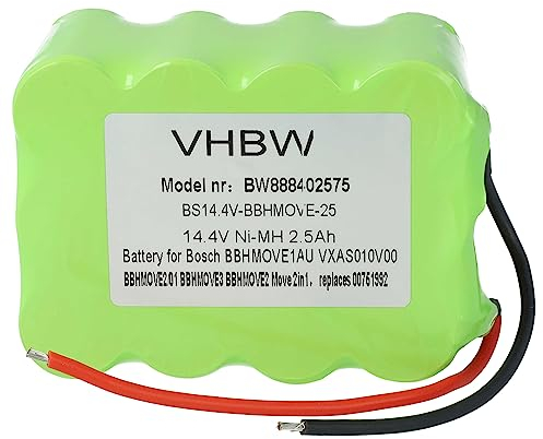 vhbw Batería Compatible con Bosch Move BBHMOVE1N/01, BBHMOVE2/01, BBHMOVE2/03, BBHMOVE2/04 aspiradora (2500 mAh, 14,4 V, NiMH)