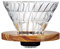 Hario VDGR-02-OV V60 Vidrio resistente al calor, permeable, gotero de café, madera de olivo, 02, goteo de café, para 1 a 4 tazas
