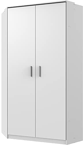 Lomadox Jugendzimmer, Kinderzimmer Eckkleiderschrank, Keiderschrank mit 2 Türen in weiß, B/H/T: ca. 95/199/95 cm