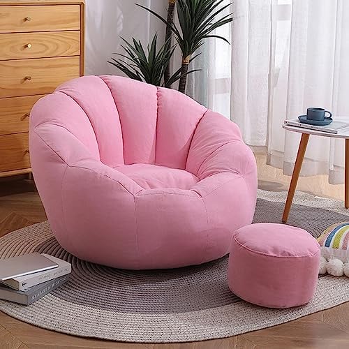 ShEyle Lazy Lounger Sitzsack Stuhlbezug, Sitzsackbezug ohne Füllung, Waschbar, Ultraweicher Cord-Sitzsackbezug für Stofftiere und Memory-Schaumstoff-Sitzsäcke,Rosa,L