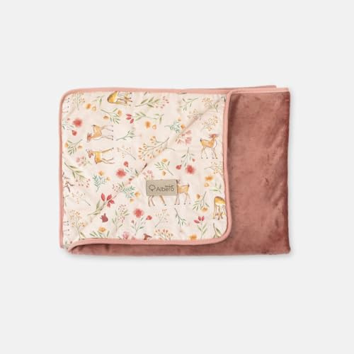 Albero Mio Sommerdecke aus Baumwolle | Maße 75x100 cm | Weiche Babydecke | Doppelseitig | Babydecke | Für Kinderbett, Kinderwagen, Schlafen | Waldlichtung
