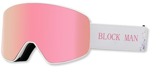 OLYSPM Occhiali da Sci,Occhiali Motocross,Maschera Sci Magnetici con Lente a Doppio Strato per Uomo e Donna,Maschera da Sci Cilindrici per una Migliore Vestibilità per Sci,Snowboard,Ciclismo