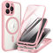 TIESZEN Magnetic for iPhone 15 Pro Max Case, Compatible with MagSafe, Built-in Privacy Screen Protector and Camera Protection, Anti Spy Full Body Dustproof Shockproof Hard Phone Case 6.7, Pink