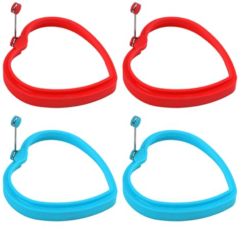 4 Pièces Moule En Silicone, Outil à Crêpes Avec Poignée Rotative à 360° Résistante à La Chaleur, Adapté Aux Crêpes Et Omelettes. (Bleu, Rouge)