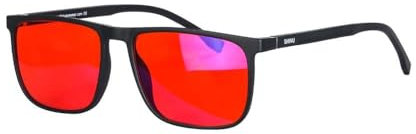 Blaulichtfilter-Brille, rote Gläser, orangefarbene Gläser für lange Arbeitsstunden, für Männer und Frauen SH078ZH (rote Linse,C3)