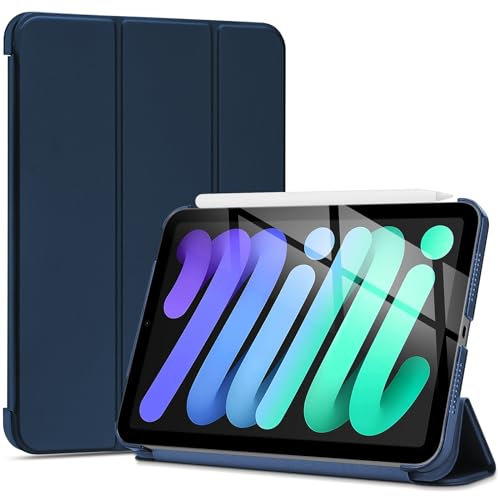 ProCase Smart Case for iPad Mini 7 (A17 Pro 2024)/ Mini 6 2021 8.3 Inch, Hard Back Cover for iPad Mini 7th/6th Generation A2995/A2996/A2993/A2567/A2568/A2569 -Dark Blue