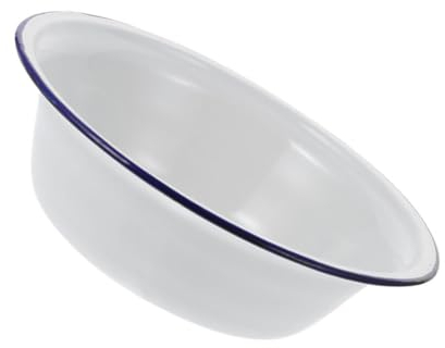 Alipis Bacinella Smaltata Vintage Zuppiera Zuppiera per Insalata Lavabo Smaltato Smalto Bianco con Bordo per Pasta Alla Frutta Tagliatelle 20 Cm