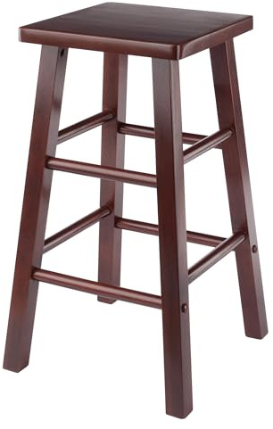 Winsome Carrick Counter Stool with Footrests, 24 High, 14 Wide, Walnut