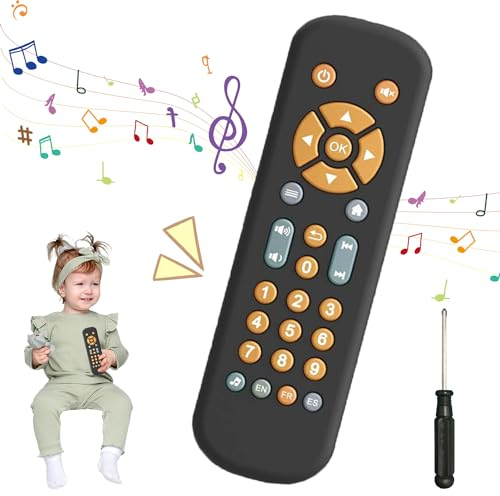 YISKY Juguete de Control Remoto de TV para bebés con luz y Sonido, Realista niños pequeños TV Control Remoto Juguete, Juguetes Musicales educativos tempranos con inglés/francés/español