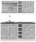 Vicco Singleküche R-Line, Küchenzeile Single, Beton/Weiß, 160 cm, AP Anthrazit