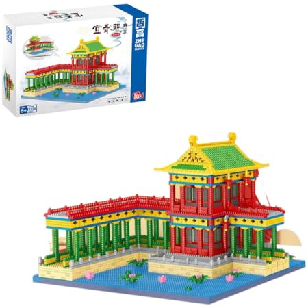 Blocs de construction modulaires pour maison - 3326 blocs de serrage - Architecture chinoise - Pavillon du temple de Yichun - Kit de modélisation de jardin - Architecture MOC - Kit de construction de
