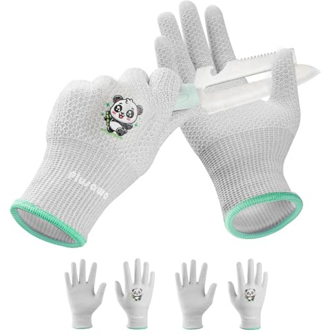 Plusawa Kinderschnittfeste Handschuhe, Schnittschutz D-Klasse, hohe Flexibilität, Komfort, atmungsaktiv – ideal für Basteln, Gartenarbeit, 2er-Pack. (Grau, S)