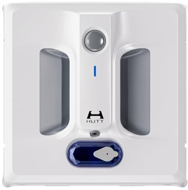 HUTT A1 Fensterputzroboter mit 4-Fach Sprühsystem (150ml Tank, 6000Pa Saugleistung, Kanten- und Hinderniserkennung, Für Glas, Fliesen, Wintergärten, Spiegel etc, Sicherungsseil, 3X Reinigungstuch)