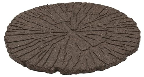 Trittstein, Gartenplatte 2 Stück, Gehwegplatte in Baumstammoptik, Beetplatte, Baumscheibe aus recyceltem Gummi