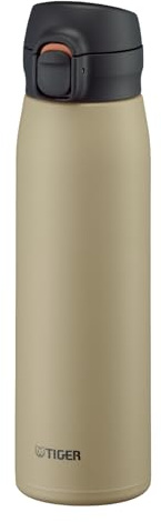 Tiger Borraccia termica in acciaio inox da 600 ml, con una sola pressione, facile da bere, tappo facile da pulire, tazza, calda e fredda
