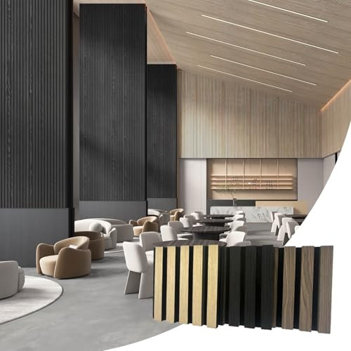 Akustikholzlamellenwandpaneel – Holzpaneele für Wand und Decke, 3D-Holzverkleidung für Innenwanddekoration, 20 x 20 cm, geriffelte schallabsorbierende Platte (Probe, 3er-Pack)