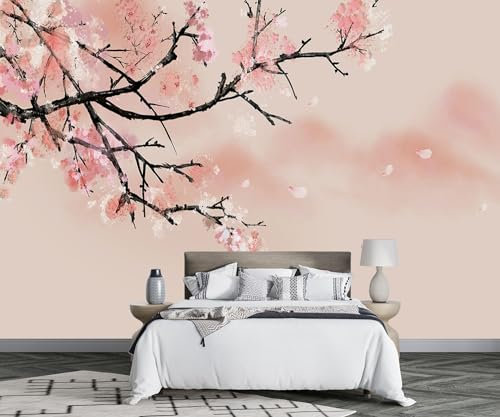 MIWEI Wallpaper Papier Peint Panoramique Fleurs Et Oiseaux De L'Arbre Sakura Papier Peint 3D Tapisserie Decoration Poster Murale Chambre Salon -F026-250cmX175cm