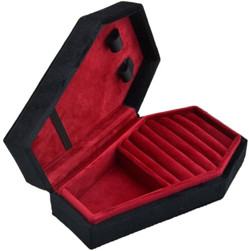 Zghhc Sarg Schmuck Box Samt Schmuck Lagerung Box Multi-Schicht Ring Halskette Organizer Box Vintage Schmuckstück Box Ohrring Halter