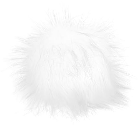 Fell Pompom mit Druckknopf XXXL 20cm - Fellbommel Bommel Mützenbommel (Weiß/Schwarz)