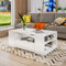Komtopod Modern Coffee Table with 2 Drawers, Wooden Centre Living Room Table, Rectangular Coffee Table with Storage, High Gloss Finish, 95 x 55 x 37 cm, White