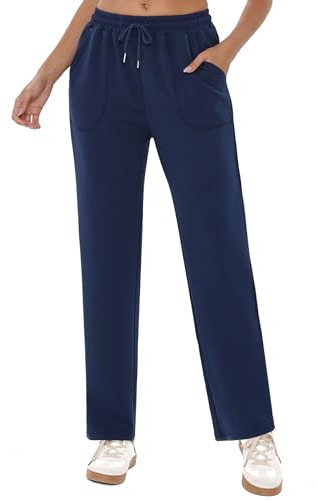 Crewhpo Pantalon de Sport Femme Large Pantalons de Jogging Taille Haute Pantalons Survêtement Bas de Sportswear Taille Eastique pour Running Fitness Training