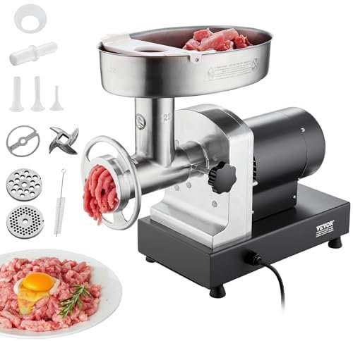 VEVOR 1A-EG822 Electric Meat Grinder, Stainless Steel, Silver