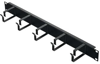 Koscom Connect Kabel-Rangierpanel für Netzwerkschrank I 1 HE Kabelführung für Serverschrank I Rangierfeld mit 5 Führungsbügel 40 x 60 mm I Server Rack Kabelmanagement (Schwarz, 19 Zoll)