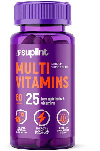 Multivitaminico Completo A-Z Uomo e Donna – Integratore con Vitamine, Biotina, Zinco, Ferro – Multivitaminico Vegano Senza Glutine, Zucchero e OGM – 60 Capsule