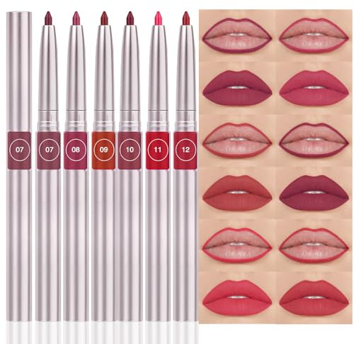 FeiCuiYun 6 Stück einziehbarer Lipliner Lip Liner, wasserfest, weicher und cremiger Eyeliner, langanhaltende matte Oberfläche, vegane Schönheit, Eyeliner