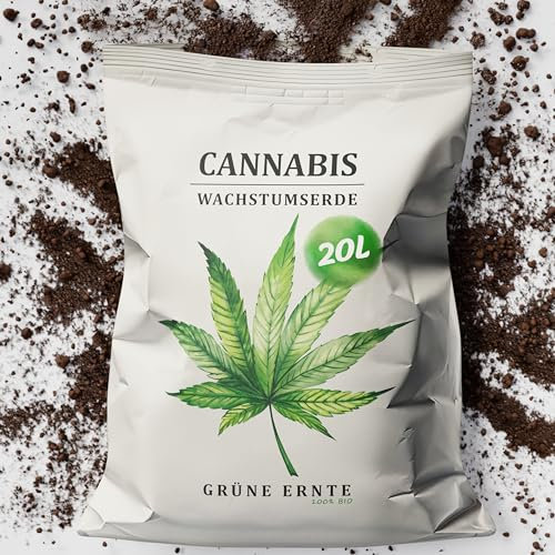 Grüne Ernte Hanf Erde - Bio Grow Erde für Indoor & Outdoor - 20L mit Perlit für optimales Wachstum