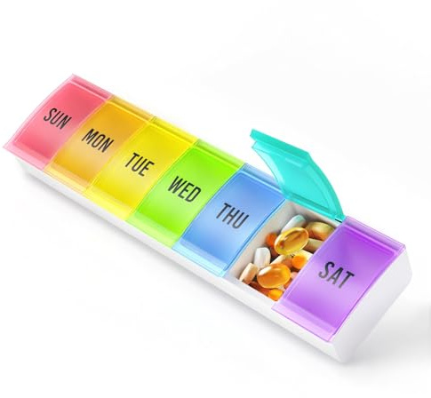 VVM Pill Box, Pill Organiser 7 Day, Weekly Tablet Organiser to Hold Vitamins, Pill Boxes 7 Day 1 Times a Day, Medication Organizer for Cod Liver Oil, Supplements