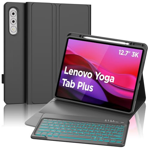 FOGARI Tastiera per Lenovo Yoga Tab Plus 12.7'' 2025, 7 Colori Retroilluminato, Staccabile AZERTY Francese Tastiera per Lenovo Yoga Tab Plus 12.7 Pollici Tablet 2025, Nero