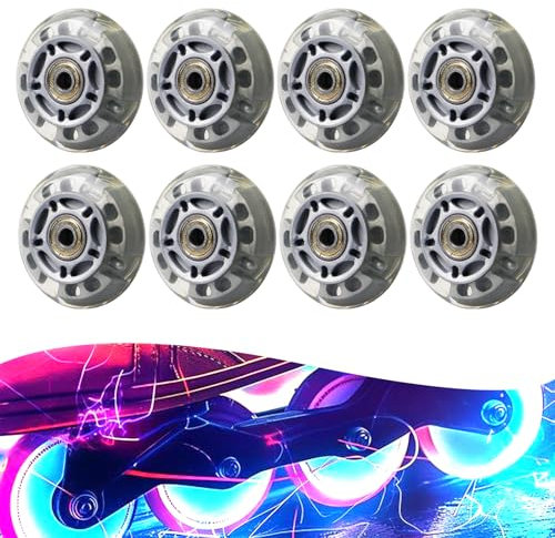 Porfoyo 8pcs Roues Roller 72mm Roulettes De Roller, Roues De Patins À Roulettes De Rechange Rou De Skate En Ligne Pour Patinage, Skateboard Argent Transparent