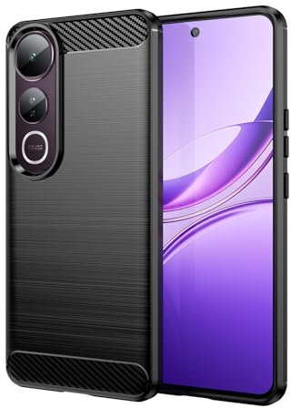 Effcotuo Custodia per VIVO V50 Lite 5G Cover [Fibra di Carbonio] Morbido TPU Custodia Protezione Anti Scivolo/Antiurto per VIVO V50 Lite 5G Case-Nero