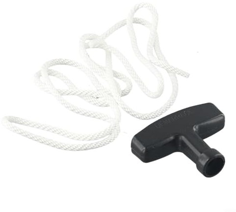 Honseadek Replacement Starter Rope Set, For Petrol Lawnmowers, 38.58 Inch Pull Cord With Handle, 0.16 Inch Diameter, White Rope, Black Grip(98cm)
